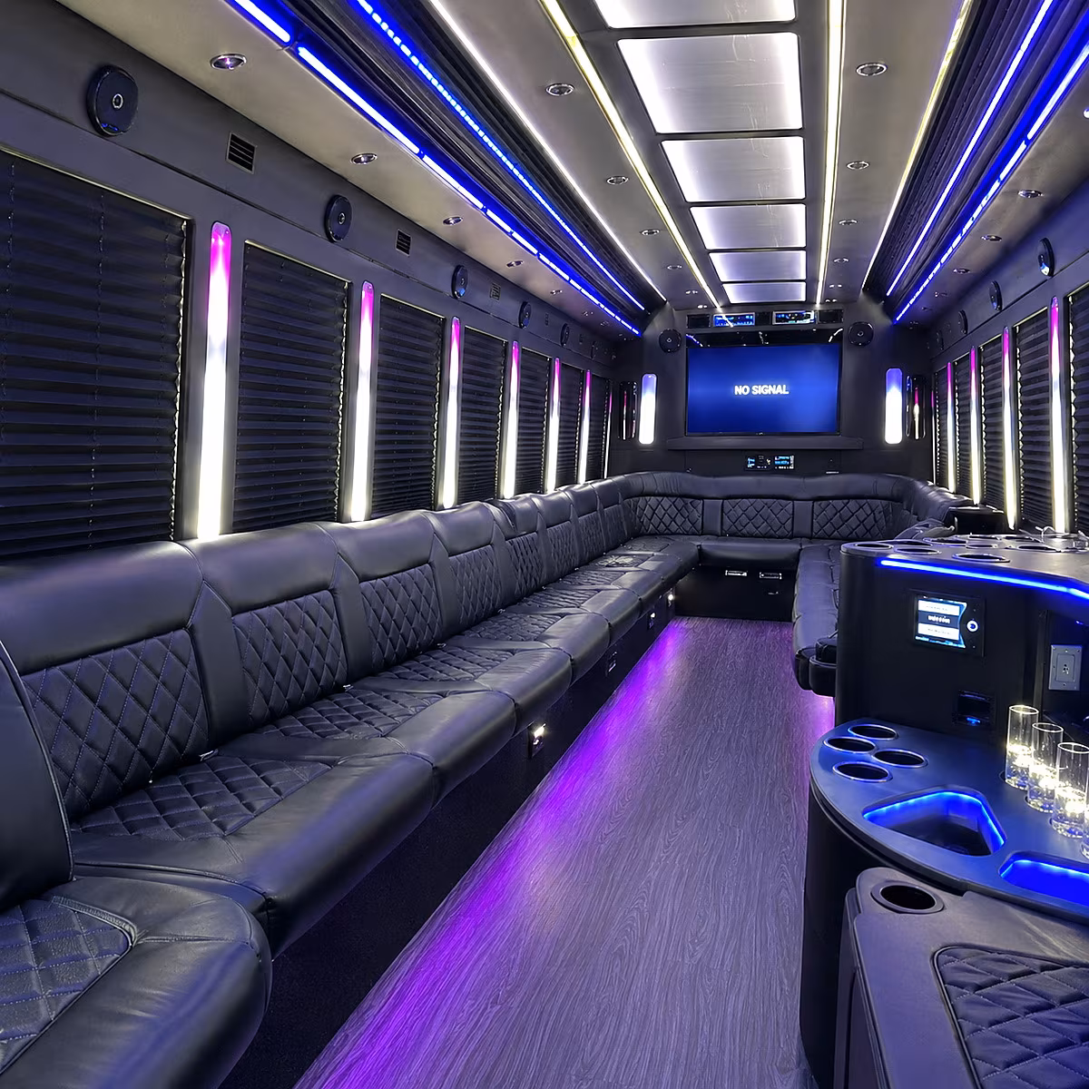 corvallis 30 passenger party bus inside